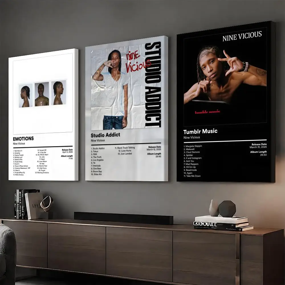 N-Nine Vicious Singer Album Painting Calligraphy HD Modern Style Inner Frame Canvas Bedroom Room Hallway Wall Art Decor