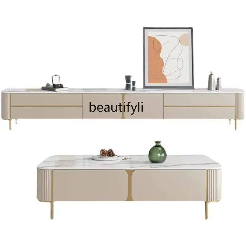 K185 خزانة تلفزيون أمريكية خفيفة فاخرة وطاولة قهوة مزيج بسيط وحديث لغرفة المعيشة وخزانة حائط للتلفزيون وخزانة سينمائية صغيرة #3