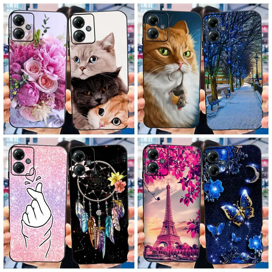 Back Cover For Motorola Moto G14 Case Luxury Painted Cover Soft Silicone Phone Case For Moto G14 G 14 MotoG14 Fundas Full Bumper