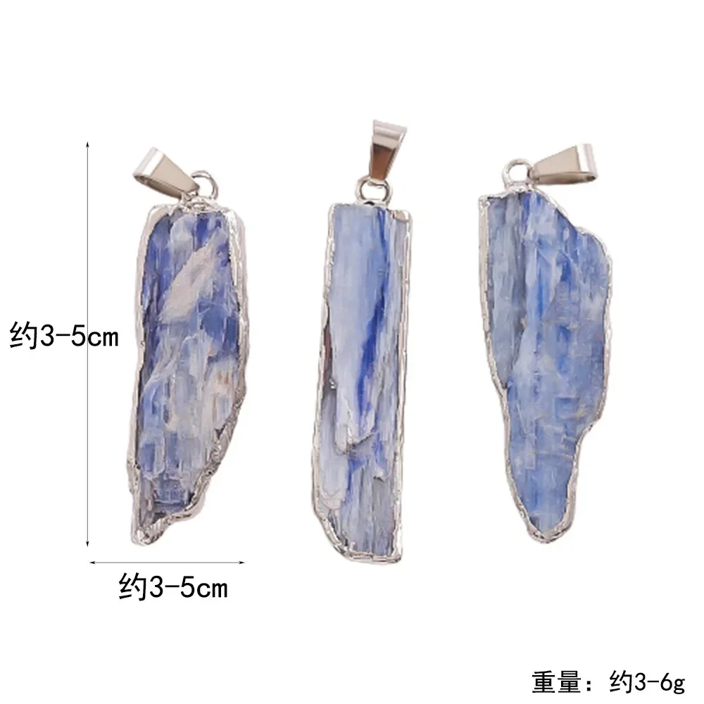 10pcs/lot Natural Stone Blue Kyanite  Slice Pendant Jewelry Gold Silver Colour Edge  Earring Necklace DIY