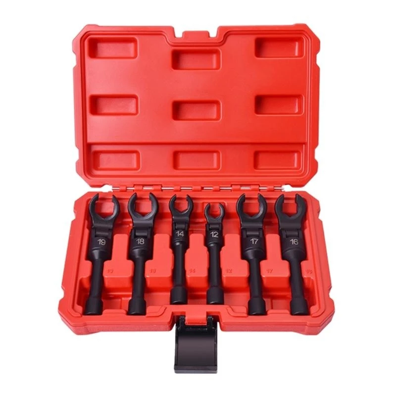 

6Pcs Flexible Head Wrench Set 12mm-19mm Injector Wrench Set For Fuels Lines 3/8inch Drive Crowfoot Nut Wrench A2BB
