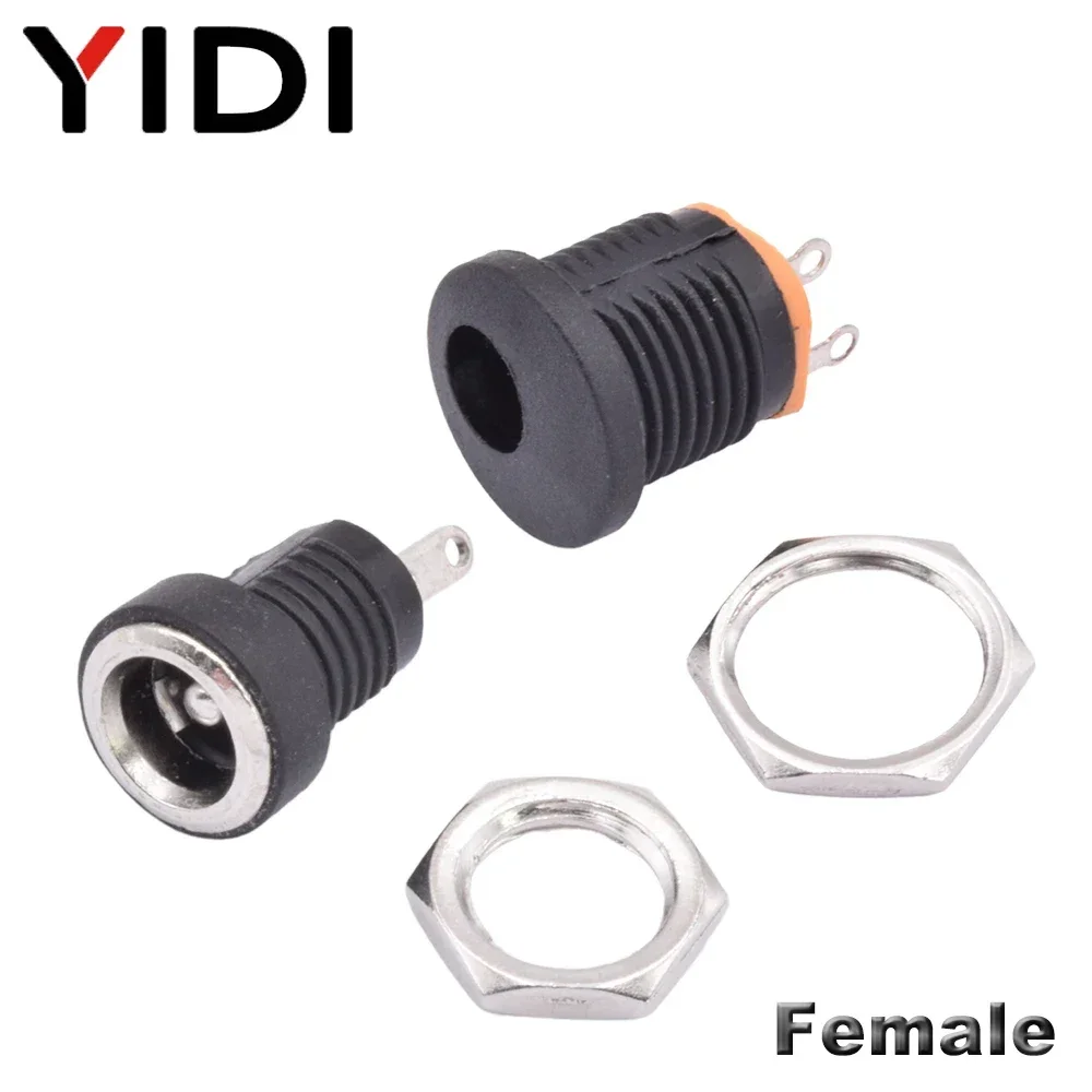 5pcs/lot 12V 5.5mm x 2.1mm 5.5mm x 2.5mm DC Adapter Panel Mount Connector Power Supply Female Male Plug Jack Socket Terminal