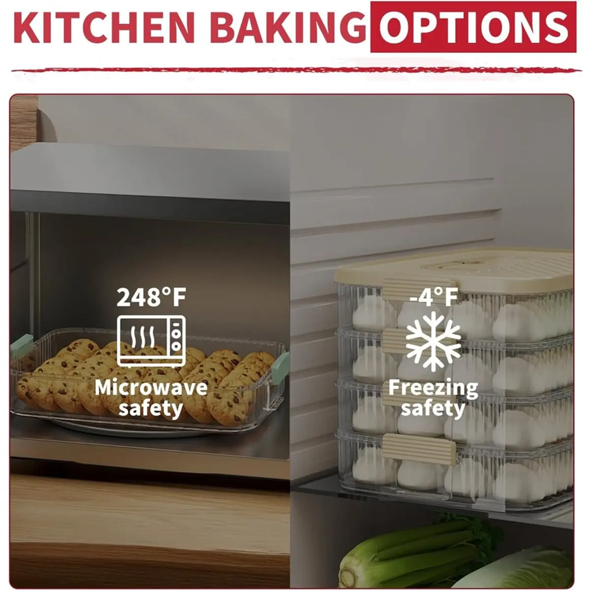 4 Layers Storage Container, Extra-High Layer, Cookie Carrier, Dumpling Box, Stackable Food Container