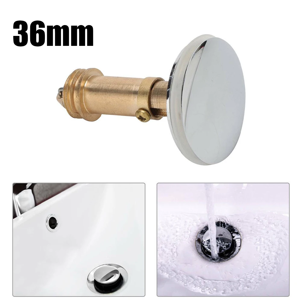 

1pc 36mm Tap Pop-Up Basin Waste Chrome Sink Push Button Click Clack Plug+Bolt Kitchen Bathroom Faucet Accessory