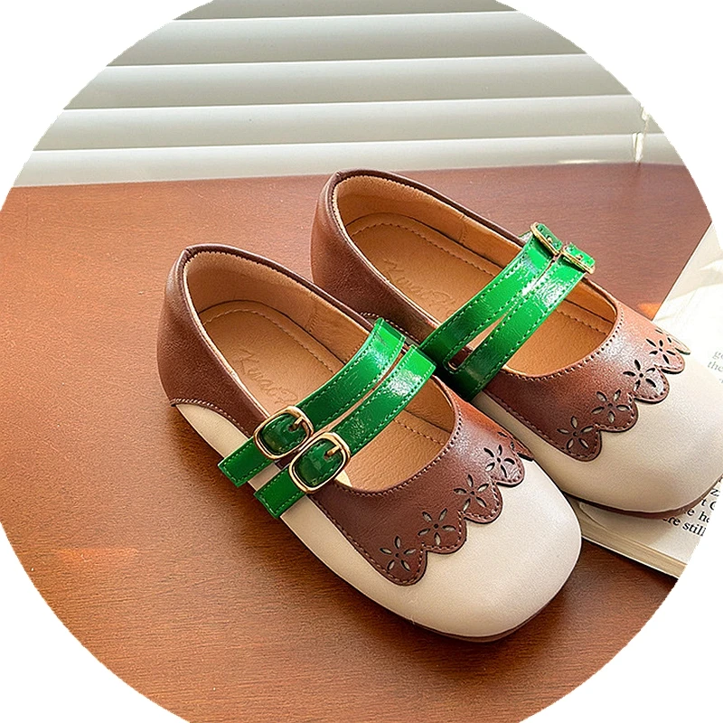 Bright Patent Leather Girls Flats 2025 Retro Girls Dress Shoes Mary Jane Shoes For Girl Ballet Flats School Princess Walkers