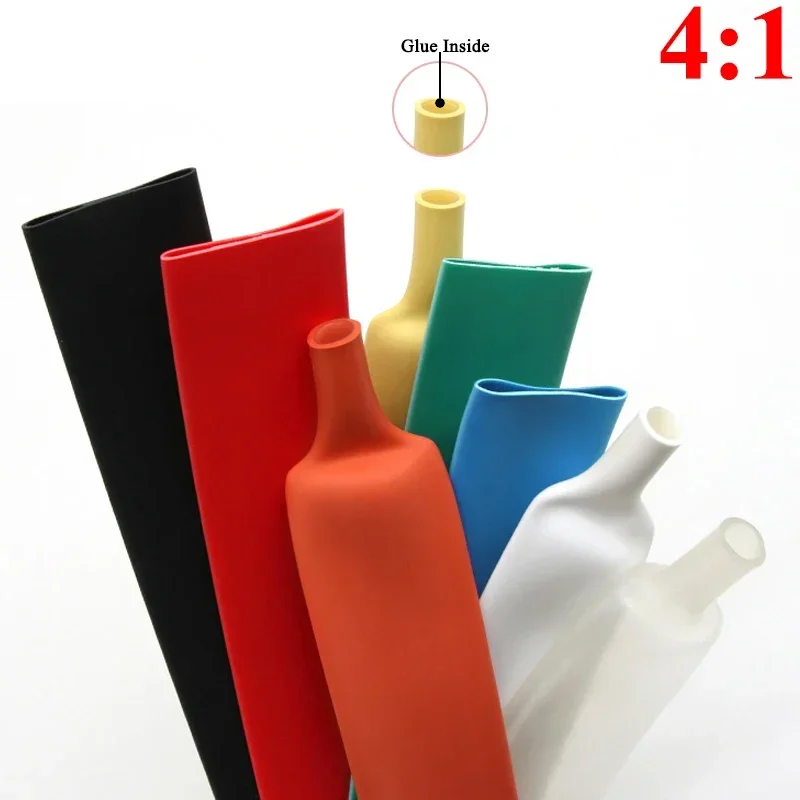 1/5/10/25M 4:1 Heat Shrink Tube Diameter 4 6 8 12 16 20 24 40 52 72mm Adhesive Lined Sleeve Wrap with Glue Dual Wall Tubing