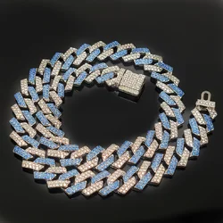 Popular small flip top hiphop pink blue hip hop Cuban chain quadrilateral bar prismatic men's necklace