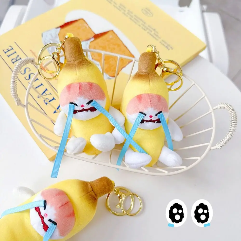 Banana Cat Doll Crying Banana Cat Keychain Stuffed Doll Plush Banana Cat Doll Pendant Crying Sad Crying Banana Keyring