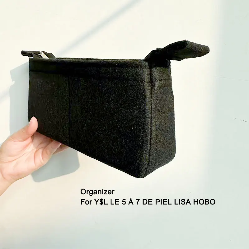 Bolsa de cor com tampa com zíper, organizador de inserção, tamanho personalizado, apto para Y S L LE 5 e 7, saco De PIEL LISA HOBO, 23x16x6,5 cm