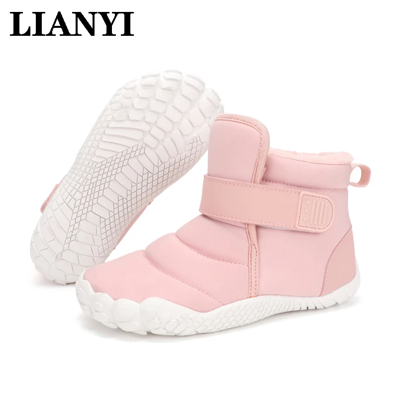 

Lianyi Children's Wide-toe Barefoot Snow Boots High-top Warm Simple Waterproof Outdoor Sports Shoes Non-slip And Warm In Winter
