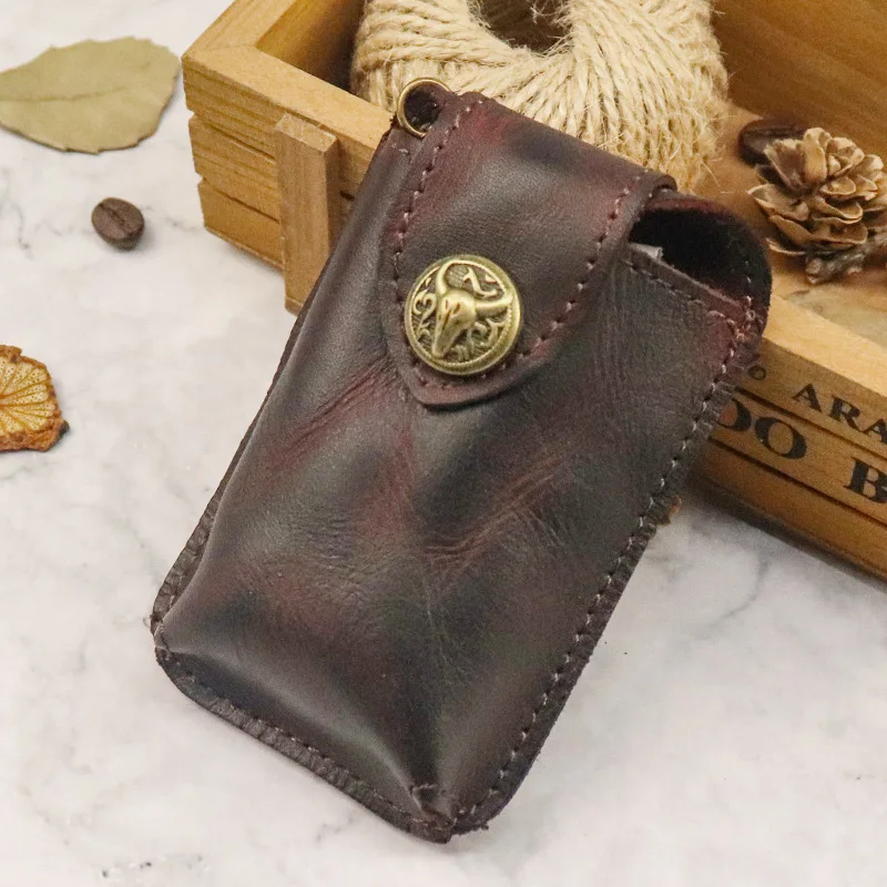 

Genuine Leather Car Key Case Belt Wear Smart Car Key Fob Cover Waist Buckle Small Key Bag Keysmart