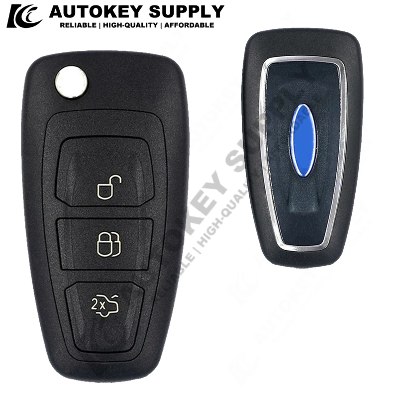 AutokeySupply AKFDF109 3 Buttons Flip Key Folding Car Remote Key Shell For Ford Focus Mk1 Mondeo