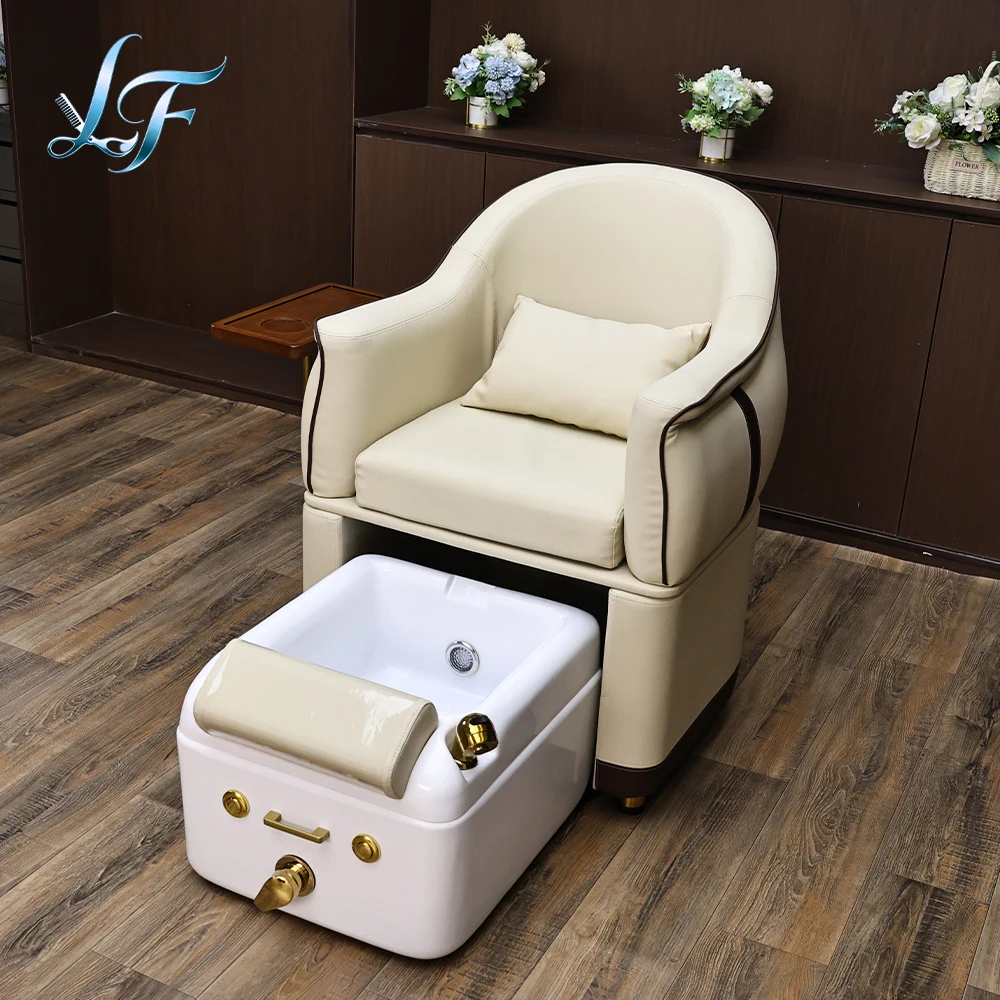 Professional Nail Salon Pedicure Spa Station Plumbed Pedicure Chair With Pull Out Foot Basin Commercial Beauty Furniture