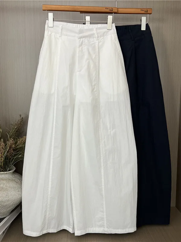 

High Waist Wide Leg Pants Women's Casual Loose Fit Trousers Korean Style Slimming Lazy Pants plus Size Straight Cut