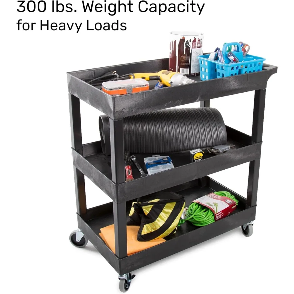 Wózek narzędziowy na kółkach z 3 półkami o udźwigu 136 kg - Idealny do przechowywania w garażu i biurze