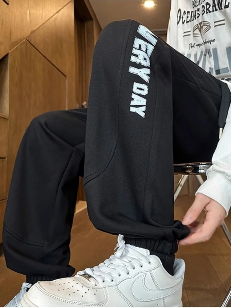 

Men's Fce Lined Thiened Winter Sports Pants 2024 New Sle Youthful Loose Fit Elastic Waist Trousers for Teens