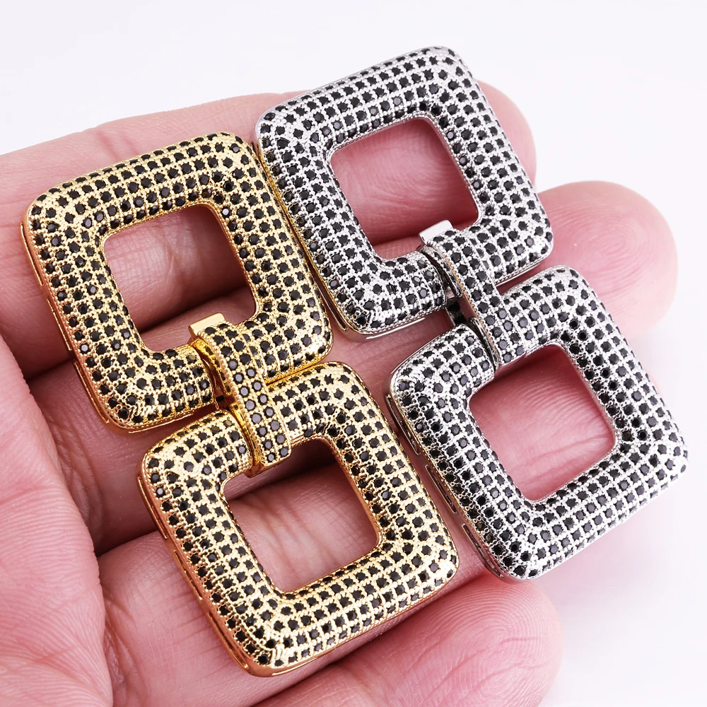 Juya Micro Pave Zircon 18K Gold Plated Decorative Connector Fastener Clasps For DIY Women Needlework Beads Pearls Jewelry Making