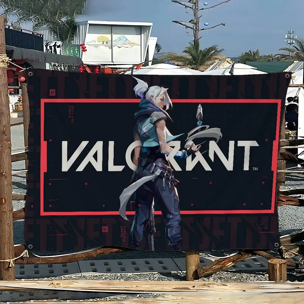 V-Valorant-Game High End Quality Banner Printing Artistic Atmosphere Style Camping Flag