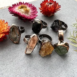 Raw Natural Crystal Rings, Green Fluorite Ring, February Stone Jewelry, Crystal Druzy Jewelry, Citrine Ring, Bridesmaid Jewelry