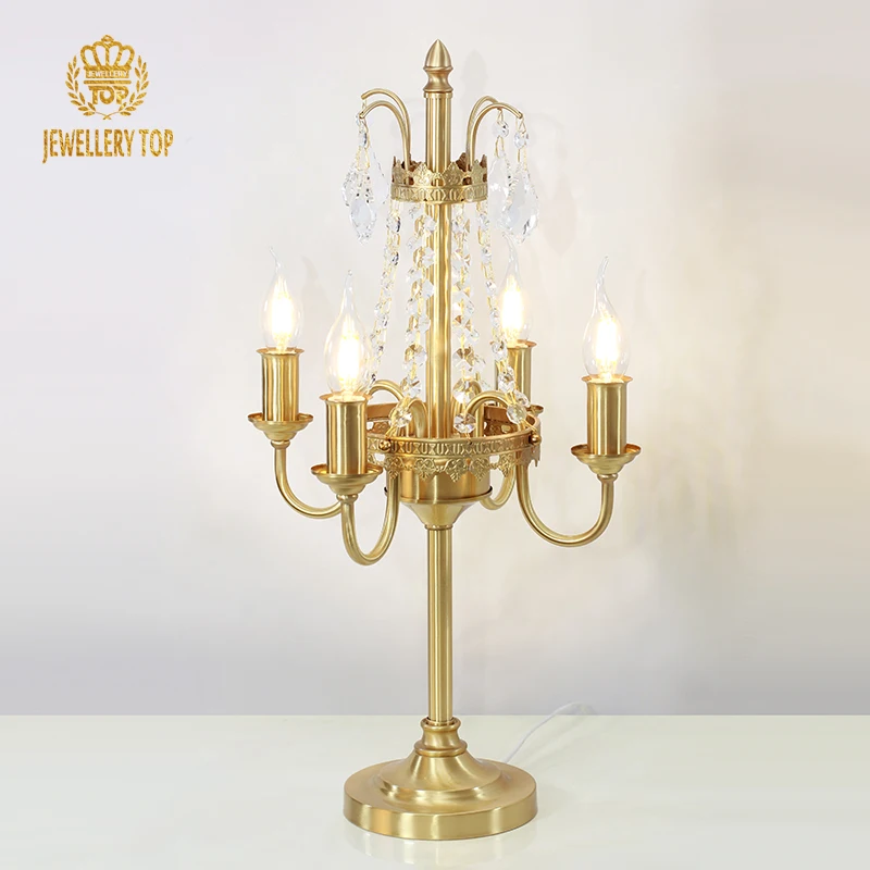 

Jewellerytop European Luxury Indoor Dining Table Decorative Desk Light K9 Crystal Candle Table Lamp