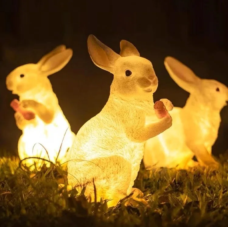 3D Fiberglass Rabbit Carrot Sculpture Lamp Animal Led Motif Decorations Lights High Quality Easter holiday decoration outdoor