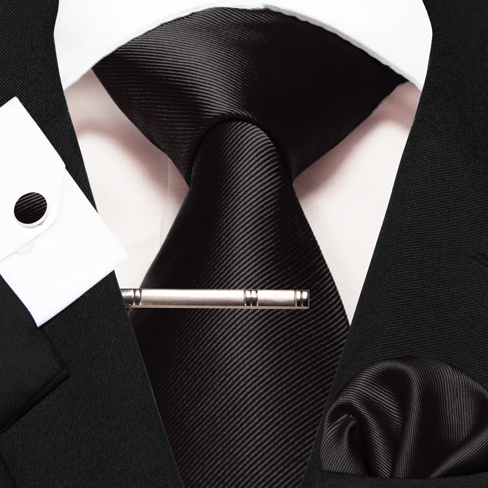 Klassische Seidenkrawatte für Herren in Rot, Blau, Grün, Business-Hochzeitskrawatte für Männer, Set mit Einstecktuch und Manschettenknöpfen, Geschenk für den Bräutigam – Detail 13