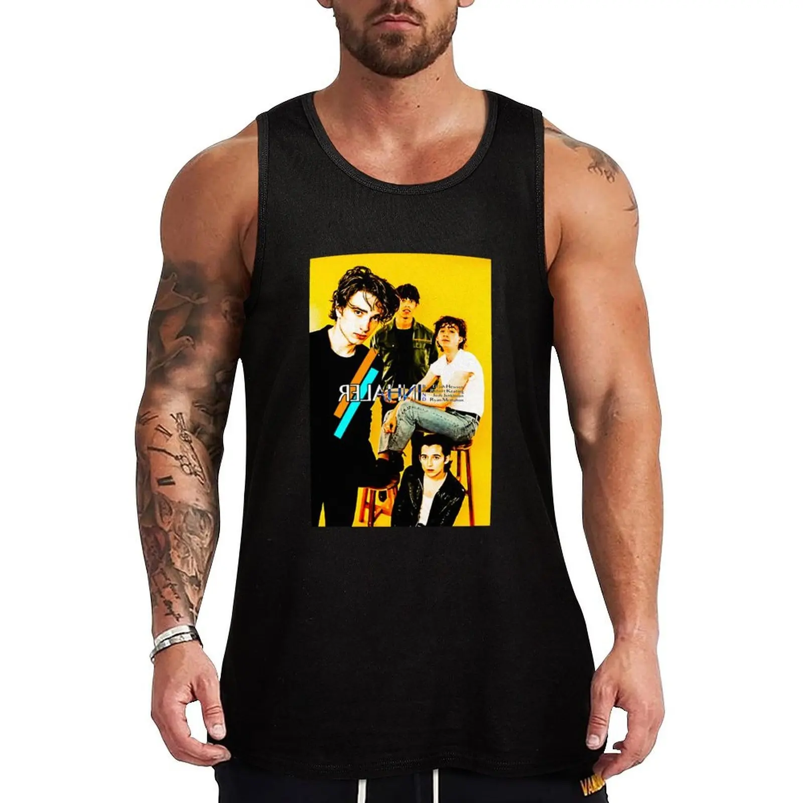 

Patang Inhaler Band Tank Top Men's sleeveless gym shirts cute tops singlets for men summer Men's tops
