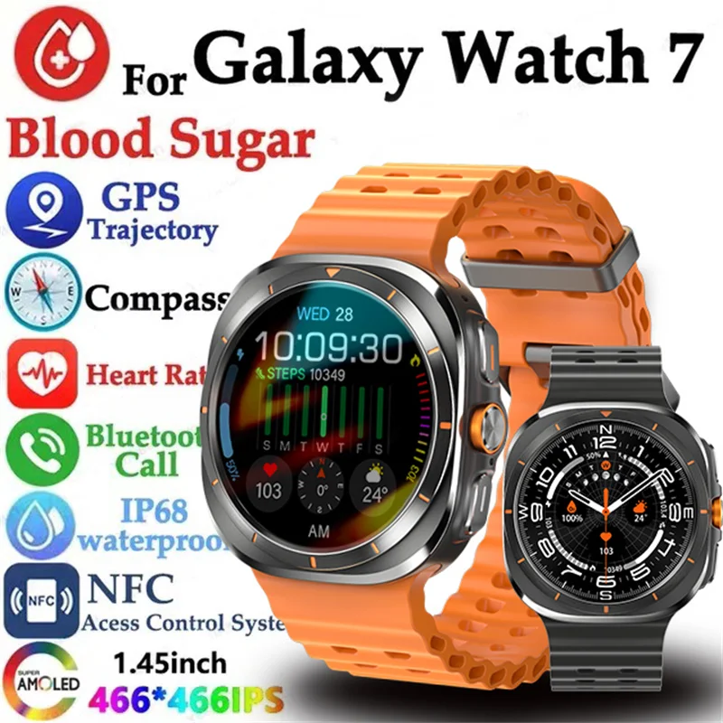 2024 New Galaxy Smart Watch 7 Ultra Men AMOLED Screen Multi-Function Sports Fitness Tracker Health Women Smart Watch For Samsung