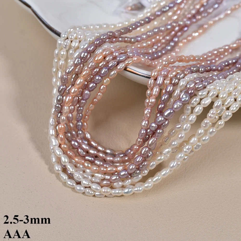 

2.5-3mm 3A Natural Freshwater White Pink Purple Rice Isolated Bead Gift Jewelry Make DIY Necklace Bracelet Accessories Wholesale