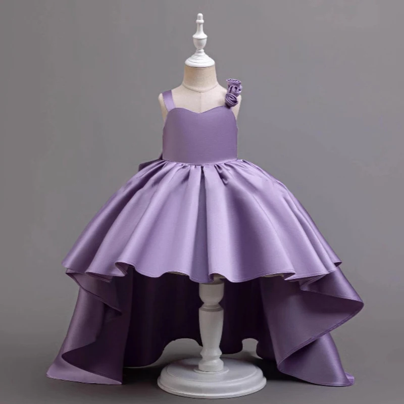 2025 New Girl Party Dress Purple Tail Tuxedo2-6 Year Old Girl Festival Performance Evening Dress Huatong Wedding Dress