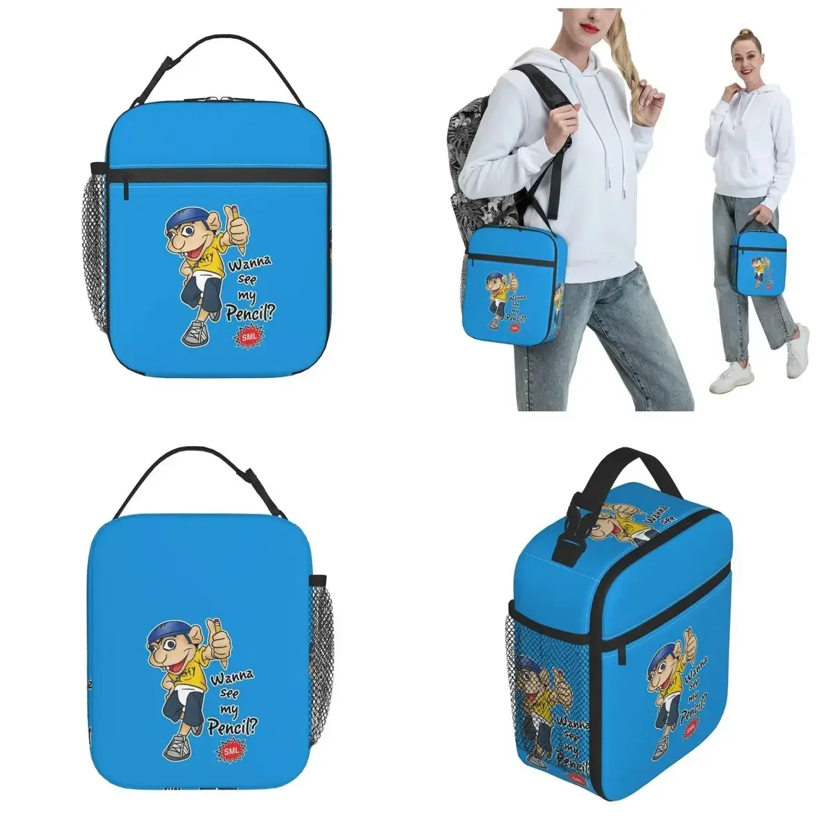 Mariequiles Sml Jeffy Cartoon Insulated Lunch Bags Thermal Bag Reusable Large Tote  Box Men Women School Outdoor