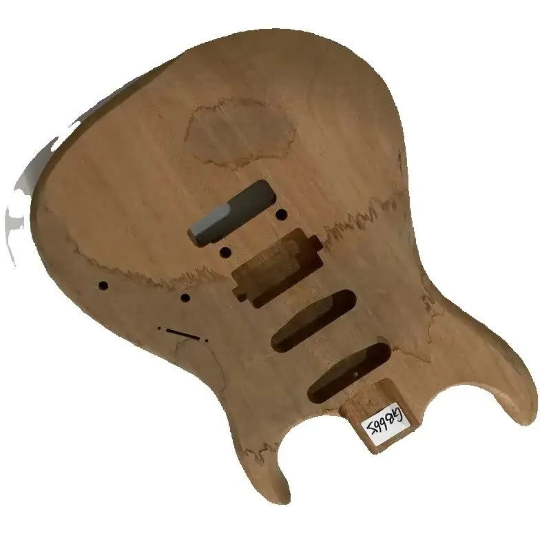 GB665 ST Style Electric Guitar Body Unfinished Solid Redwood SSH Pickup Slots 2-Pivot Tremolo DIY Custom Build