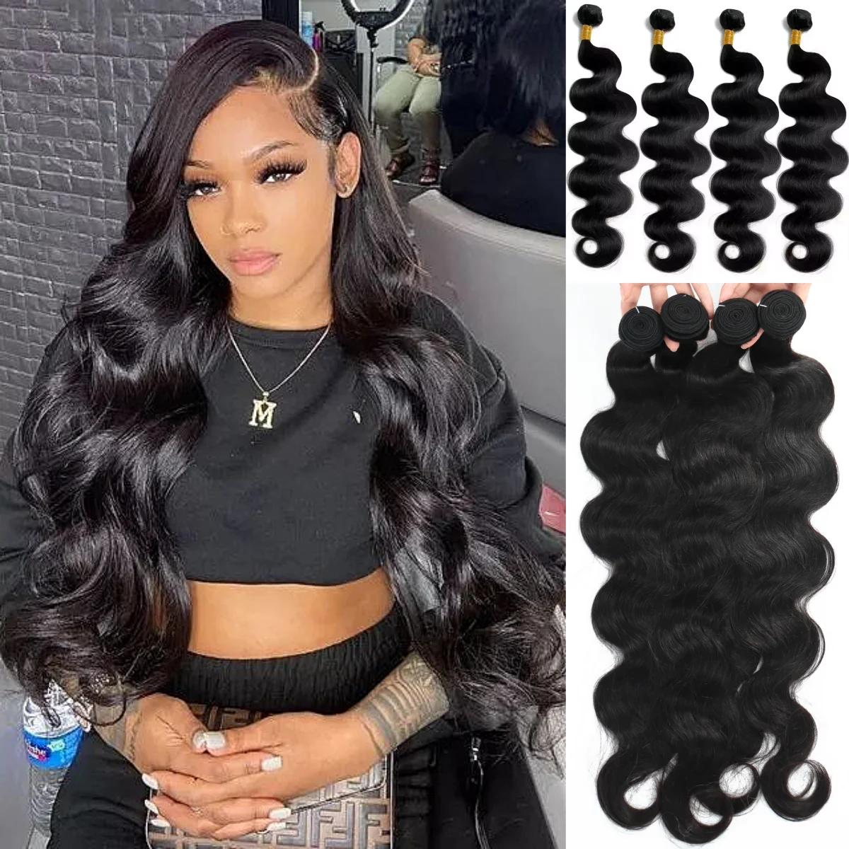 

16A Пучки объемных волн 100% человеческие волосы 28, 30, 40 дюймов, необработанные необработанные пучки волос, 4/5/6 шт., пучки двойного плетения