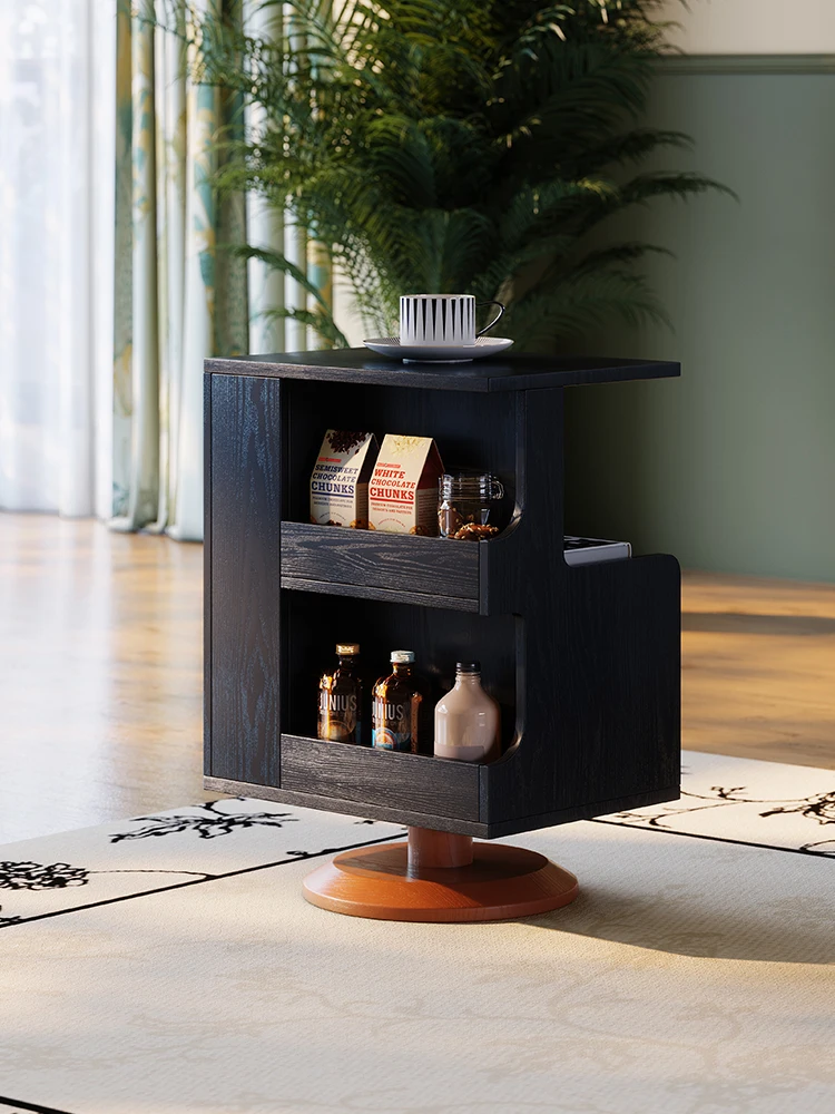 

Bogao Yimu solid wood small edge few French retro living room Internet celebrity rotatable ash wood corner few sofa side cabinet
