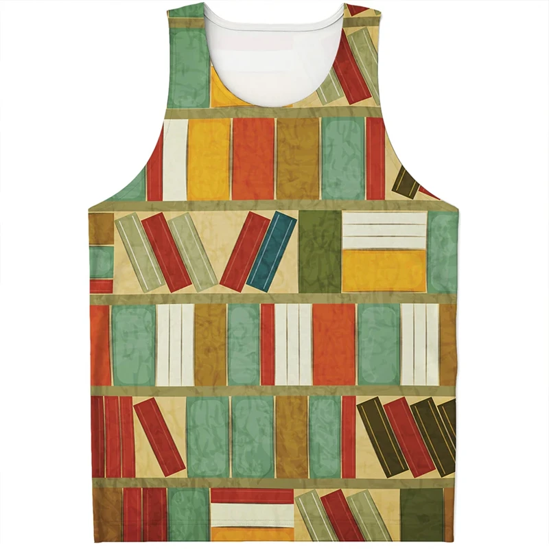 

Leopard Print Newest Men Women Streetwear Tank Top Books Pattern Harajuku Fashion Tee Shirts Sleeveless Fitness Gym Tops Vest
