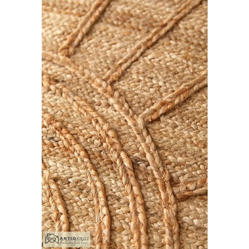 Rug Jute Reversible Braided Style Area Rug Eyes Design Modern Living Area Carpet