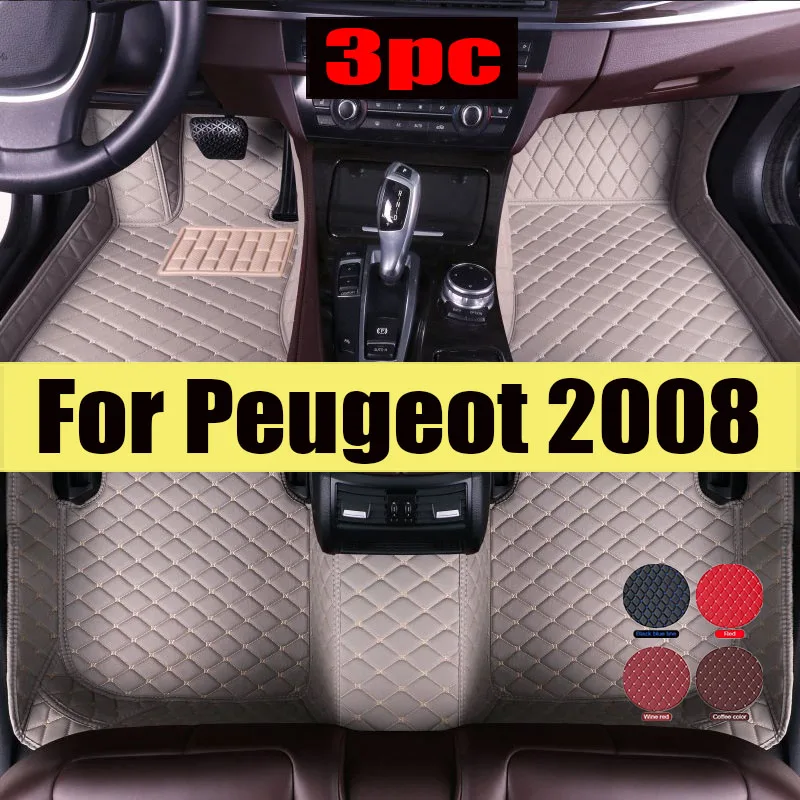 Car Floor Mats For Peugeot 2008 E2008 2020 2021 2022 2023 Carpets Foot Pads trunk mat Interior Parts Waterproof Rug Automobile