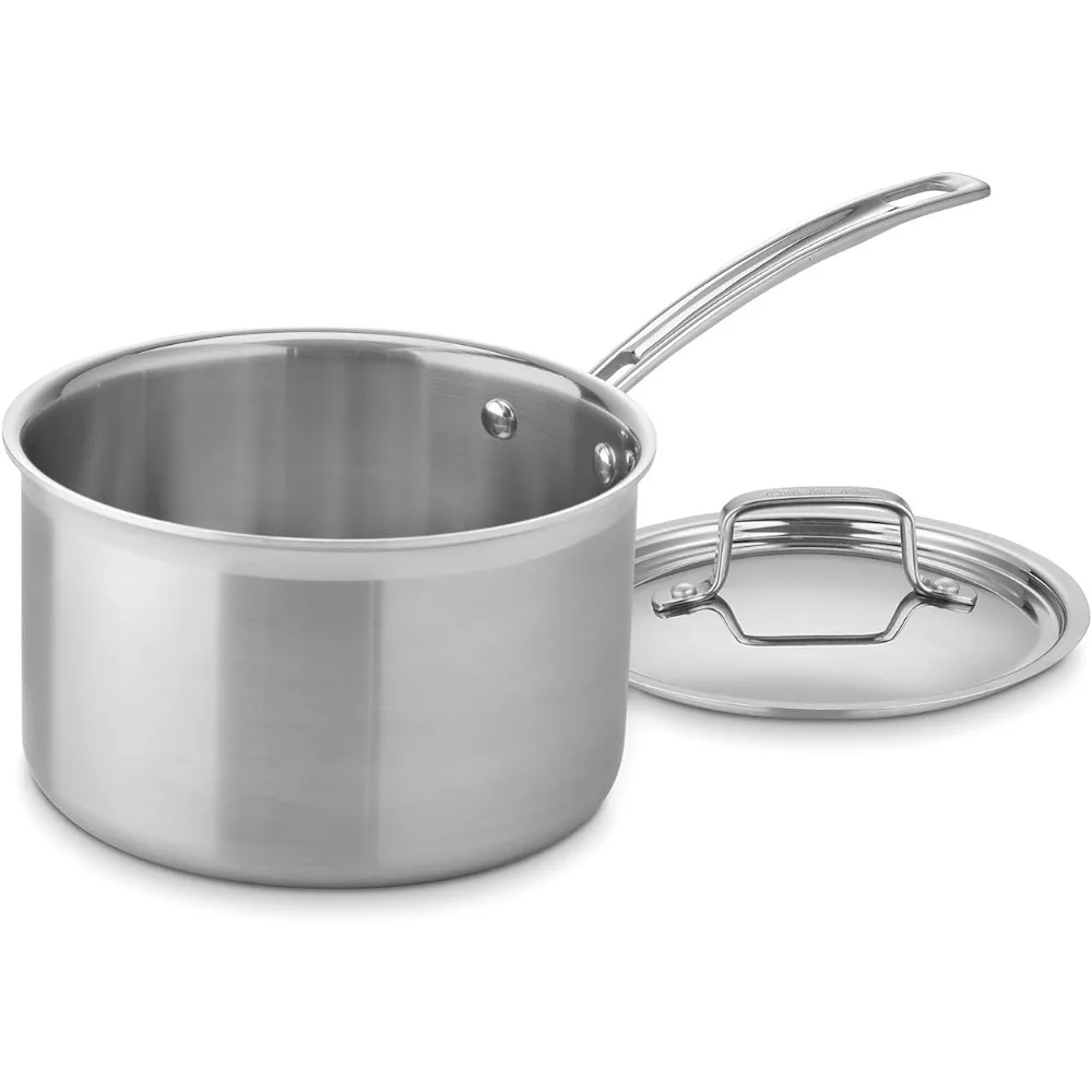 

Cuisinart 4-Quart Skillet, Stainless Steel Cookware Multiclad Pro Triple Ply Saucepan w/Cover, MCP194-20N