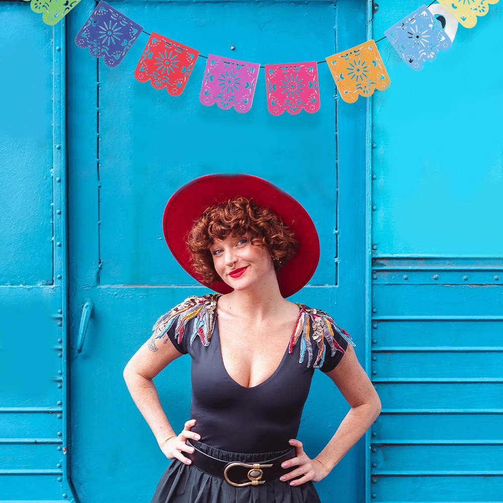 

1Set Mexican Felt Banner Colorful Hanging Garlands Mexican Themed Fiesta Party Decorations Day of The Dead Decoration