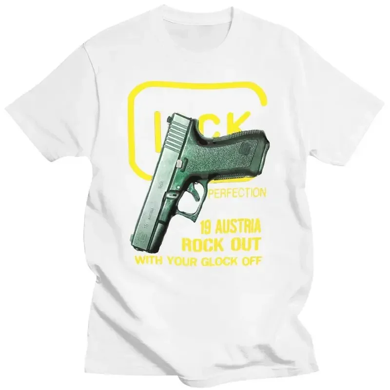 Men Trendy Printed T-Shirts 3d Glock 19 Austria Rock Out With Your Glock Off Gun graphic Casual T Shirt Loose vintage  T-Shirt