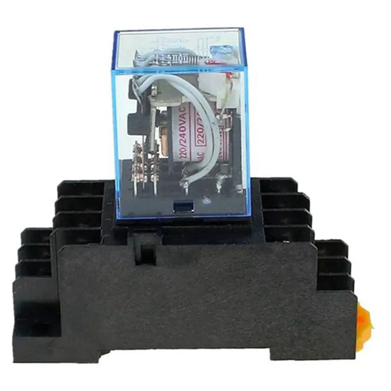 【GIFT】5Pcs MY4NJ Industrial Control Relay 14PIN DPDT DIN Rail Mount With Socket Base MY4NJ Power Relay