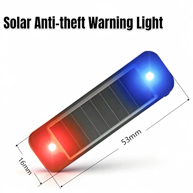 Unplugged solar warning light with automatic charging, flashing red and blue simultaneously
