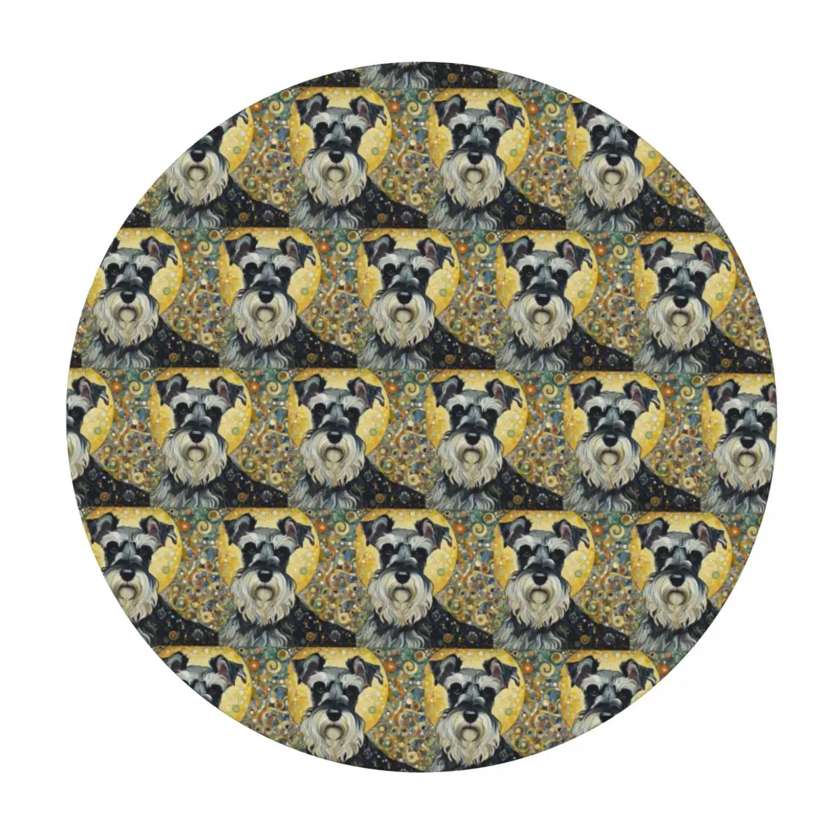 Modern Art Style Schnauzer Waterproof Round Tablecloth Oilproof Table Cloth for Kitchen Events Dining Table Cover