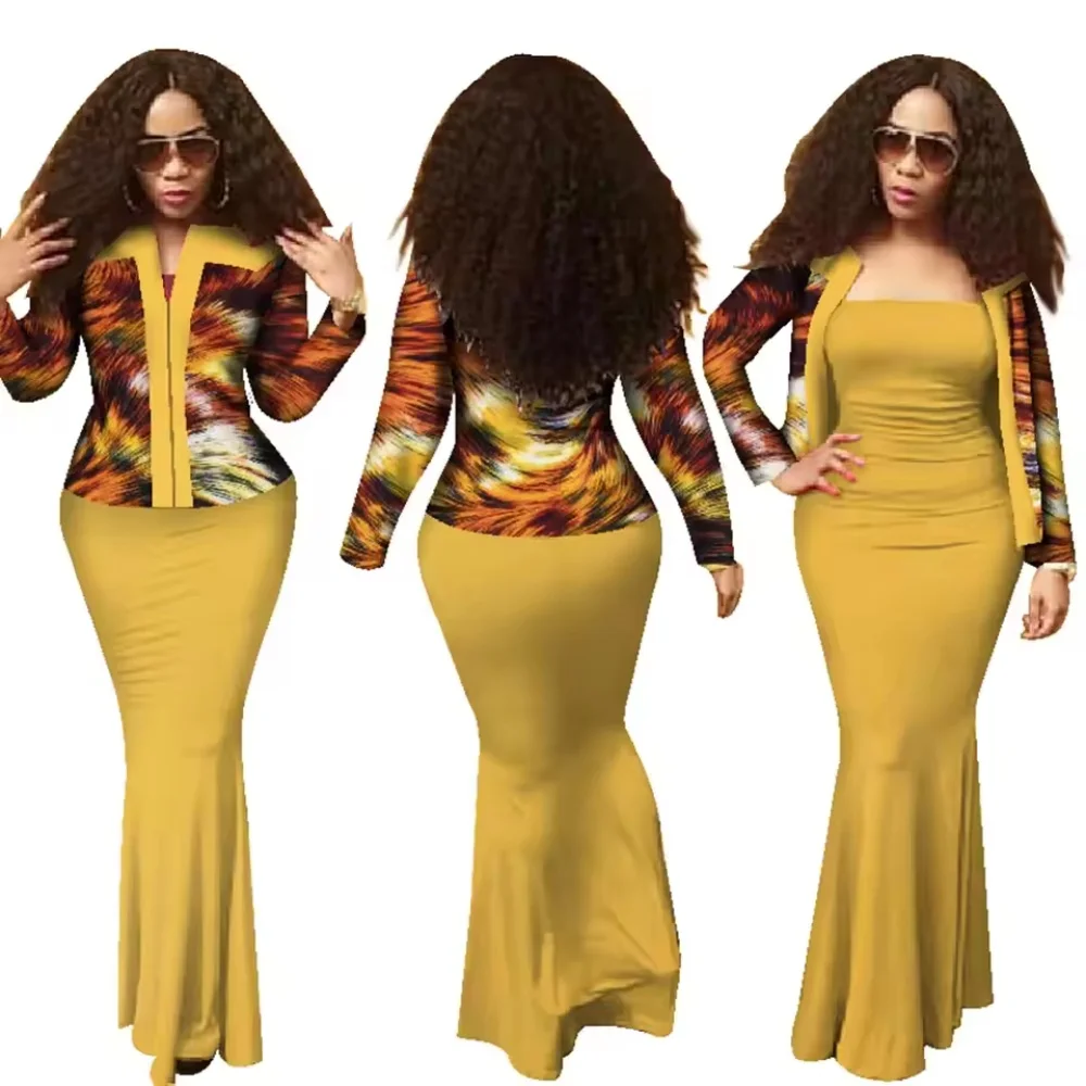 African Two Piece Set Tops & African Dresses For Women Plus Size Clothing Dashiki Robe Femme Party African Clothes Custom Made
