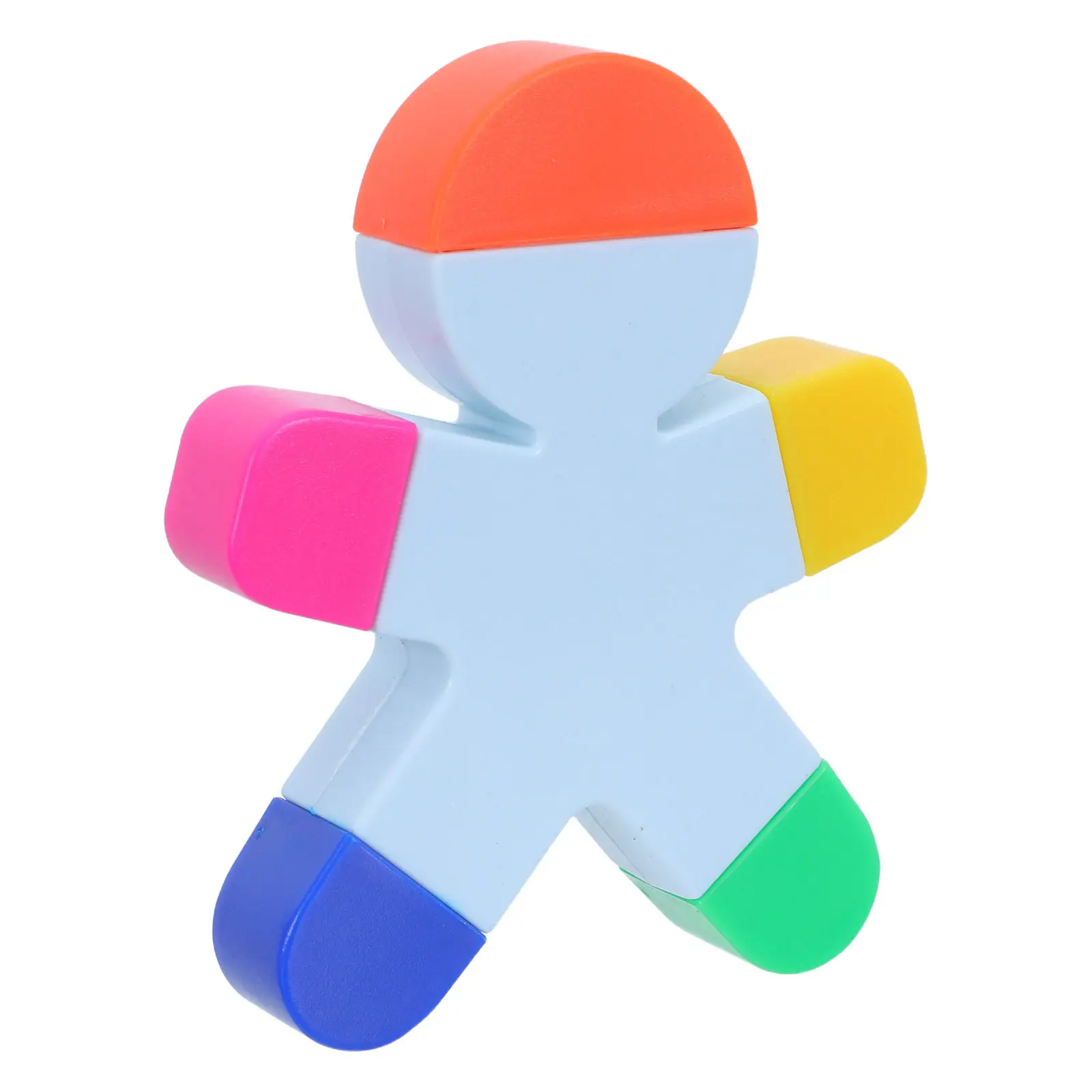 3Pcs Human Figure Fluorescent Highlighter Multi Color 5-in-1 Marker Pen Creative Office Gift Stationery for Study Journal