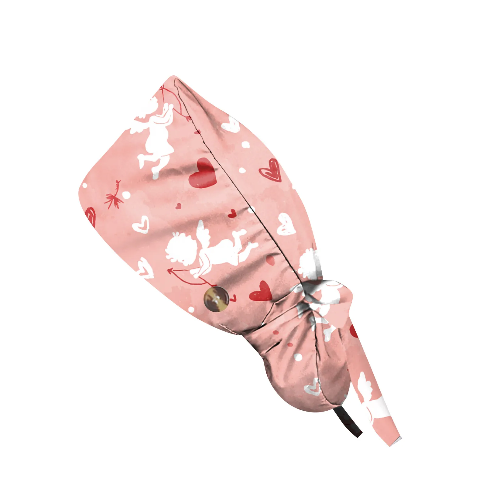 Pure Cotton Surgical Cap Long Hair Style Nurse Hat Workwear Head Cover Heart Finish for Female Healthcare Professional