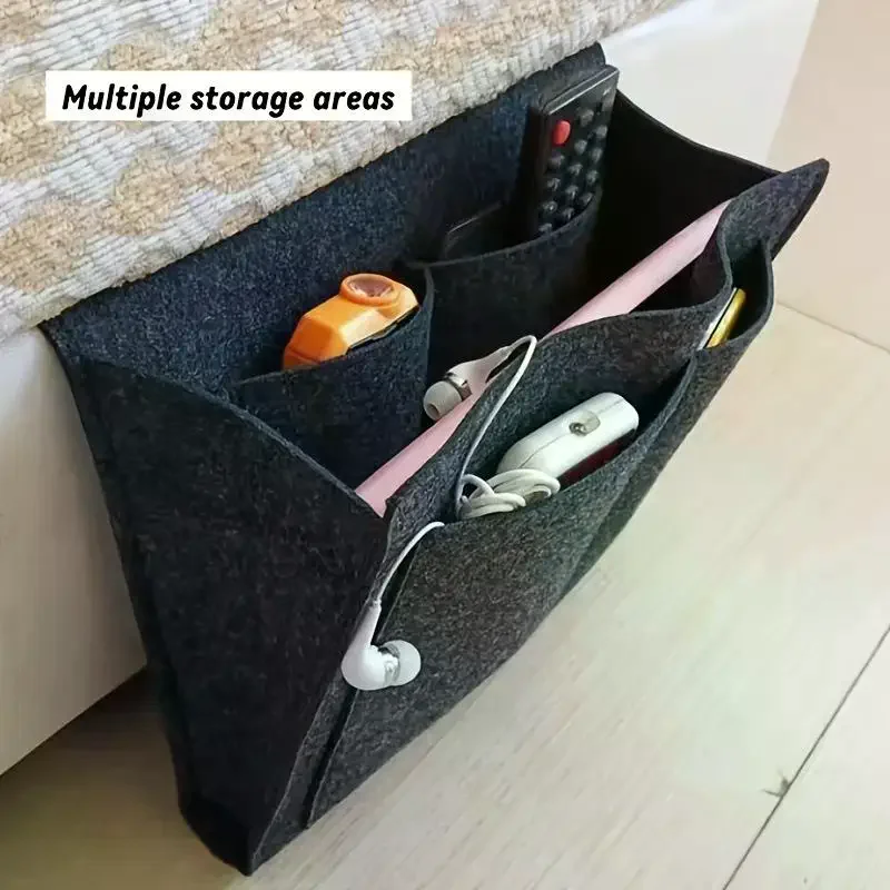 1Pcs Anti-slip Bedside Bag Bed Sofa Side Pouch Felt Bedside Storage Organizer Hanging Couch Storage Bed Holder Pockets For Sofa