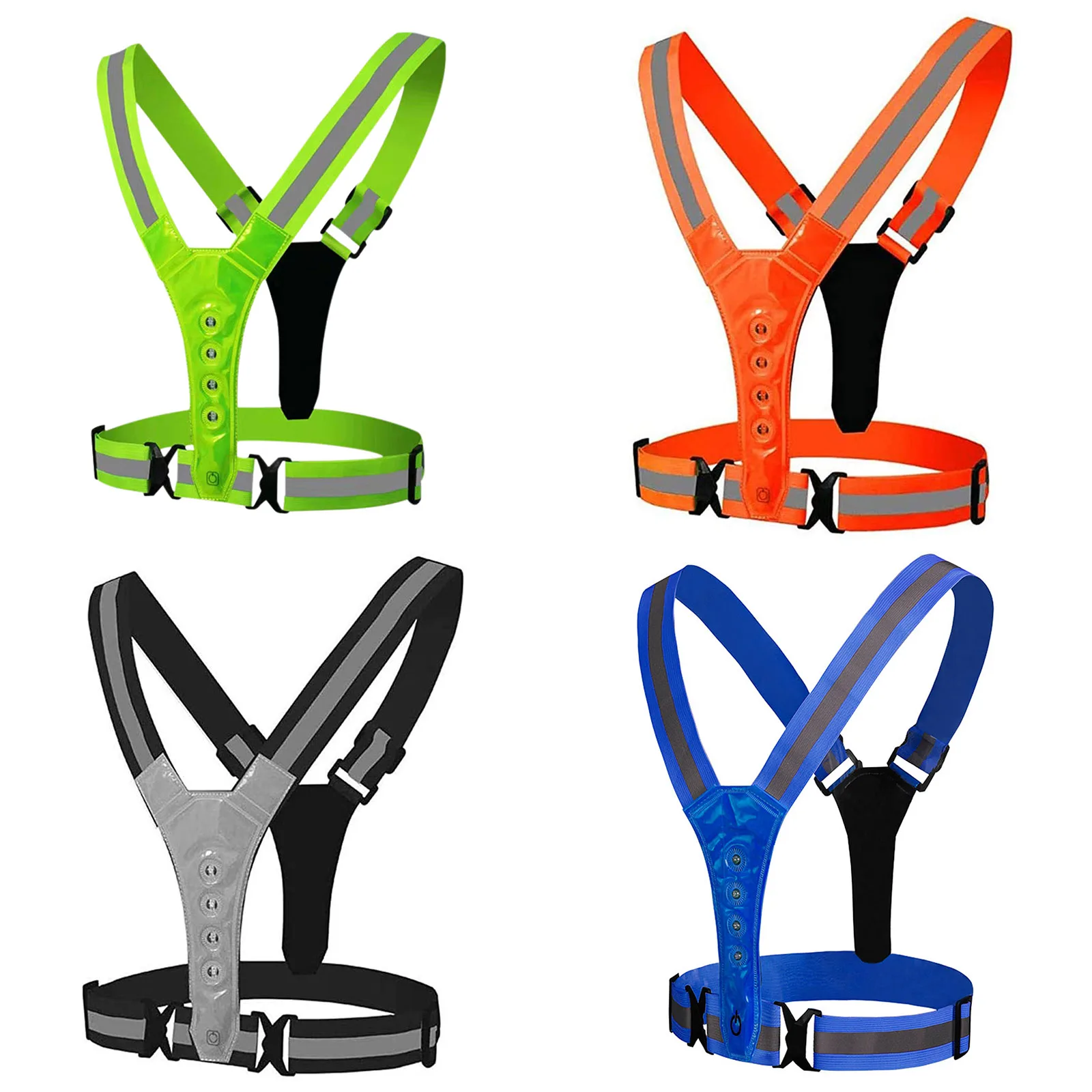 Elastic Safety Reflective Vest Straps Adjustable Elastic Highlight Reflective Jacket Warning Lights Security Vests Outdoor Sport