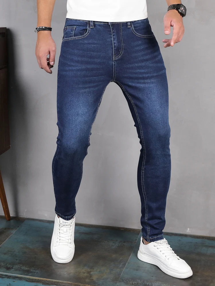 Y2k calças de brim para homens cor sólida multi bolsos denim meados da cintura clássico fahsion calças casuais masculino diário streetwear 2023