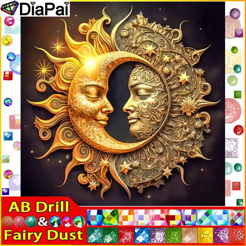 

DIAPAI Фея Пыль AB Алмазная картина Полный квадратный/круглый бриллиант "Солнце Луна Звезды" Вышивка крестиком 5D горный хрусталь
